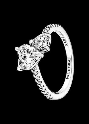 Серебряное кольцо пандора "два сердца" 191198c01