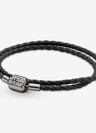 Браслет двойной кожаный pandora с застежкой star wars™ 540031c00