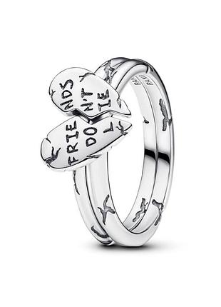 Серебряное кольцо pandora "друзья не врут" разъемное очень странные дела 193575c00 58