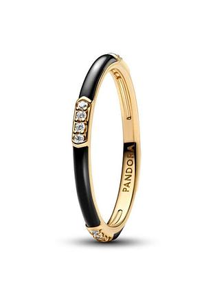 Кольцо pandora ме с черной эмалью и камнями 163686c01