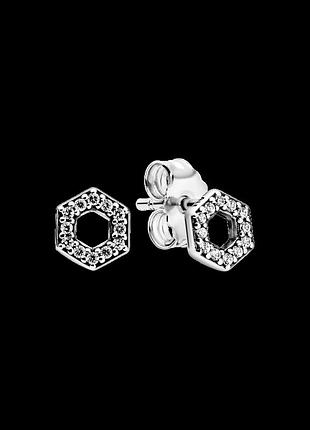 Серебряные серьги "пчелиные соты" 298800c01