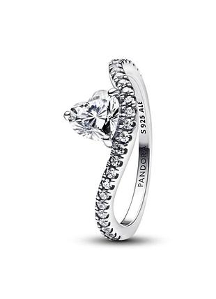 Серебряное кольцо pandora "волна с сердцем" 193661c01 54