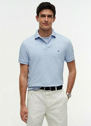 Світло блакитне поло tommy hilfiger з колекції "1985" з бавовни піке/15214/