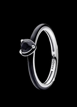 Серебряное кольцо пандора me черное сердце 193088c01 58