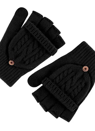 Перчатки митенки женские fashion черные текстильные 4661201