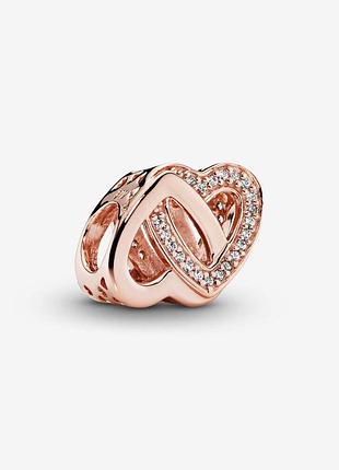 Серебряный шарм пандора "сплетенные сердца" 781880cz