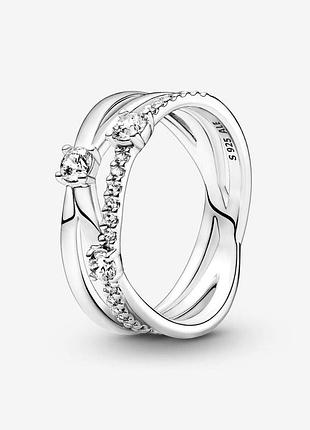 Серебряное кольцо pandora тройное сияющее 199400c01