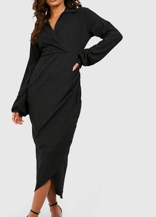 Черное платье-миди boohoo