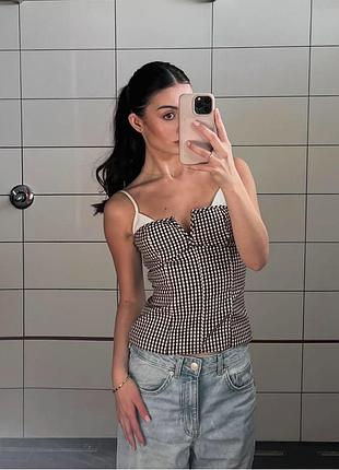 Жіночий корсетний топ у клітинку віші zara розмір s