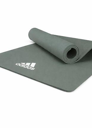 Коврик для фитнеса и йоги adidas, противоскользящий, ева, 176×61×0.8 см, темно-зеленый(adyg-10100rg)