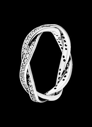 Серебряное кольцо pandora сияющее переплетенное 190892cz 54