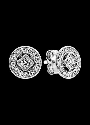Серебряные серьги pandora "винтажный круг" 290721cz