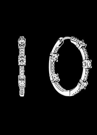 Срібні сережки "блискучі пластини паве" 290043c01