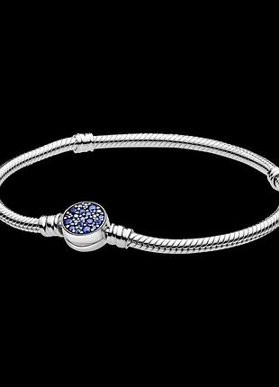 Серебряный браслет pandora "блестящий синий диск" 599288c01