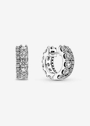 Серебряные серьги "двойная лента с pavé" 290058c01