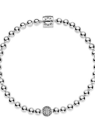 Срібний браслет пандора "бісер та pavé" 598342cz 21
