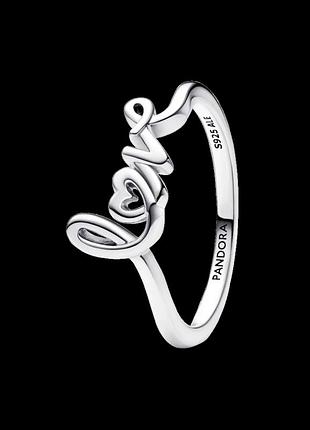 Серебряное кольцо пандора рукописная любовь 193058c00 52