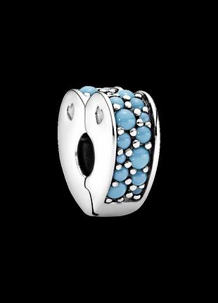 Серебряный шарм пандора-клипса пандора "синее сердце" 797227nya