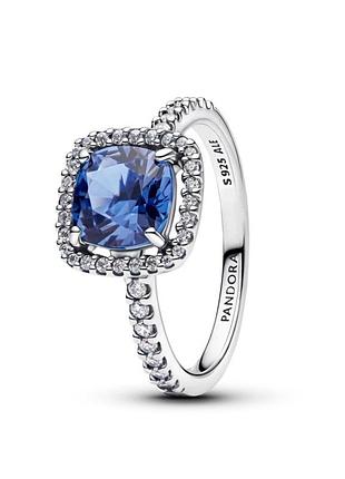 Серебряное кольцо pandora с синими квадратным камнем 193550c01