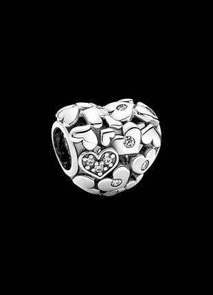 Срібна намистина pandora "блискуче ажурне серце" 791061c01
