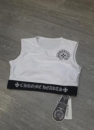 Білий топік від бренду "chrome hearts"