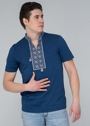Чоловіча футболка з вишивкою "сила роду" синя