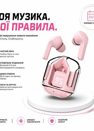 Беспроводные hi-fi наушники t2 с led-дисплеем, розовый