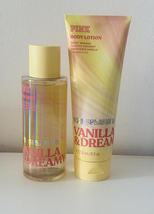 Подарунковий набір парфумований спрей лосьйон  vanilla & dream pink victoria's secret