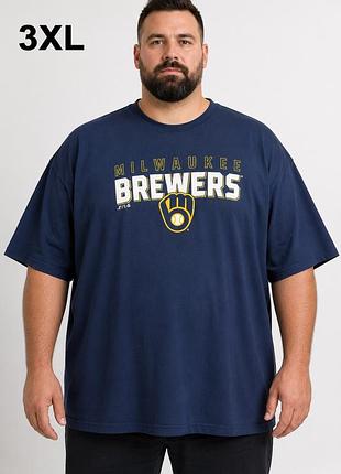 Футболка чоловіча logo athletic mlb milwaukee brewers синя, розмір 3xl