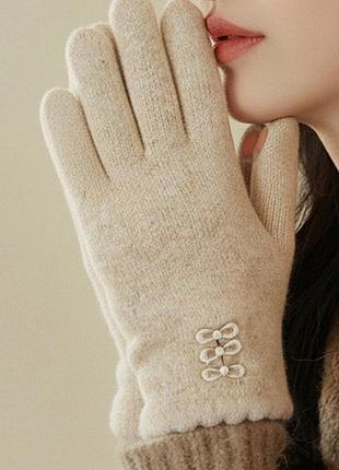 Перчатки женские зимние fashion к104 бежевые, 8,5"/22 см., бежевый 4661416