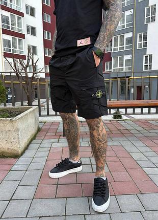 Stone island карго шорти чоловічі літні чорні шорти cargo s m l xl