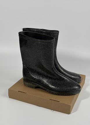 Стильні жіночі гумові чоботи apollo lurex black, р. 40, ідеальний стан