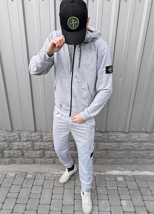 Мужской спортивный костюм stone island серый