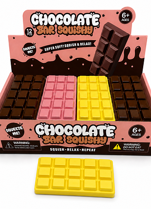 Сквіш-антистрес жовтий шоколад squishy chocolate, м'яка іграшка для стиснення, 16 см