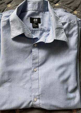 Чоловіча приталена сорочка h&m slim fit "easy iron" (розмір з бірки)