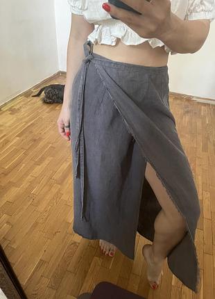 Спідниця zara сіра довга льон