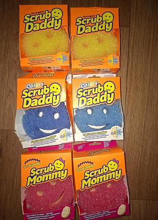 Кухонная губка scrub daddy mammy желтая розовая синяя новая оригинал мочалка круглая для посуды