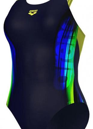 Купальник закрытый для женщин arena breath swimsuit v back lb (upf 50+) черный, синий, зеленый 38 (008330-760-38)