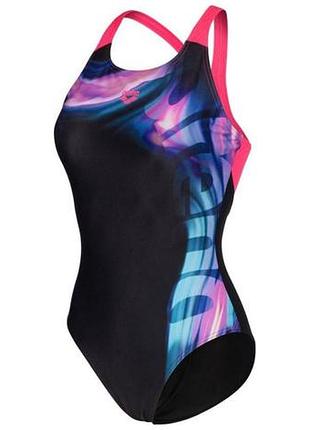 Купальник женский сплошной arena dreamhline swimsuit v back (uv 50+) 40 черно-розовый (008328-500-40)