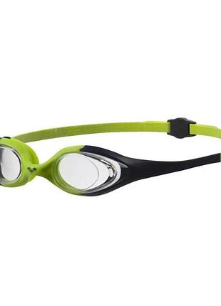 Очки для плавания детские arena spider jr ( 92338-071) 6–12 лет, защита uv, anti-fog,черно-салатовый