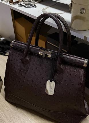 Брендовая сумка furla, страусиная кожа марсала, бургунди
