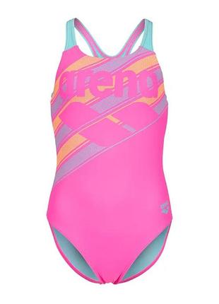 Купальник для дівчат arena lines swimsuit swim pro back l (upf 50+) хлоростійкий,152 см рожевий,бірюзовий (003550-980-152)