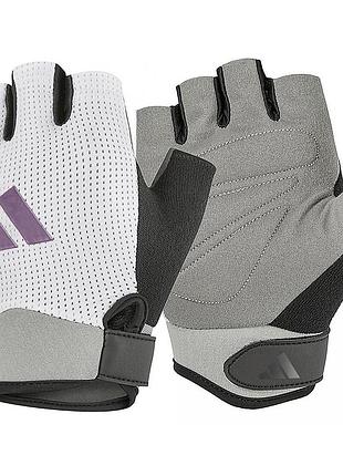Перчатки для тренировок adidas performance, xl (обхват 21.5-23 см), женские, белые, экокожа, для фитнеса и спорта (adgb-13256)