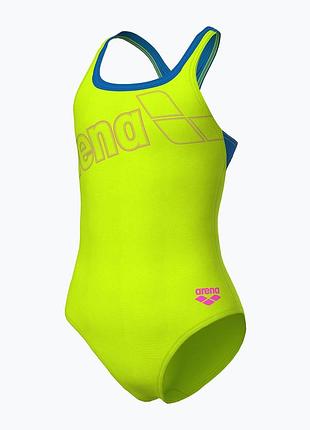 Купальник слитный для девочек arena logo swimsuit swim pro (upf 50+) 128 см салатово-голубой (010287-880-128)