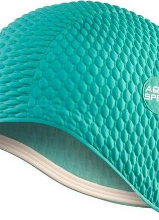 Шапочка для плавания aqua speed bombastic, для длинных волос, латексна, зеленая, универсальный размер osfm (104-04)