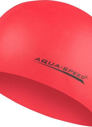 Шапочка для плавання aqua speed mega, силіконова, червона, універсальний розмір osfm (100-31)