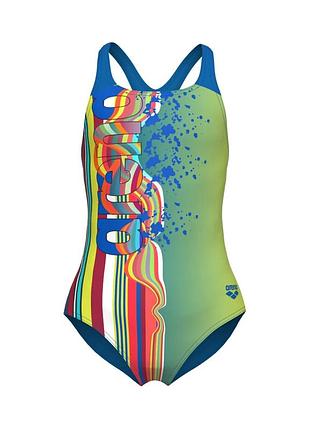 Купальник для дівчат arena palette swimsuit swim pro back 116 см салатовий,блакитний (007918-608-116)