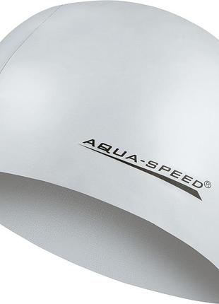 Шапочка для плавання aqua speed mega, силіконова, срібляста, універсальний розмір osfm (100-26)