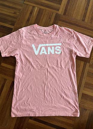 Нова чоловіча бавовняна рожева футболка бренду vans s 36  usa 🇺🇸