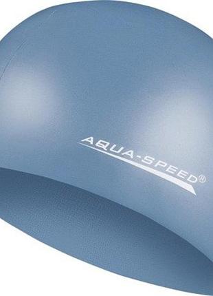 Шапочка для плавання aqua speed mega, силіконова, синя, універсальний розмір osfm (100-22)